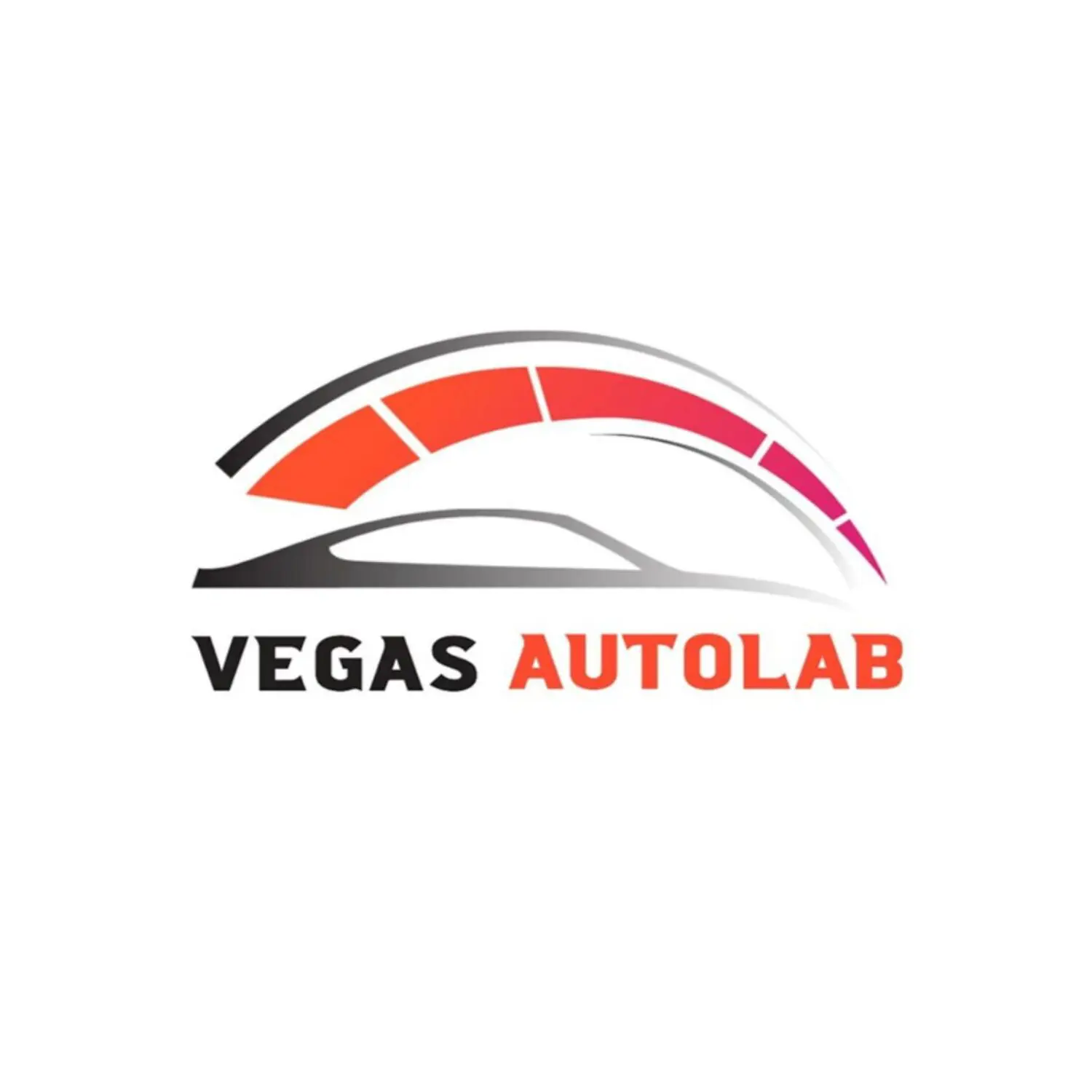 Vegas Autolab logo with speedometer design.