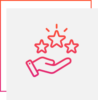 A hand icon is holding three stars, with one large star in the center and two smaller stars on either side.